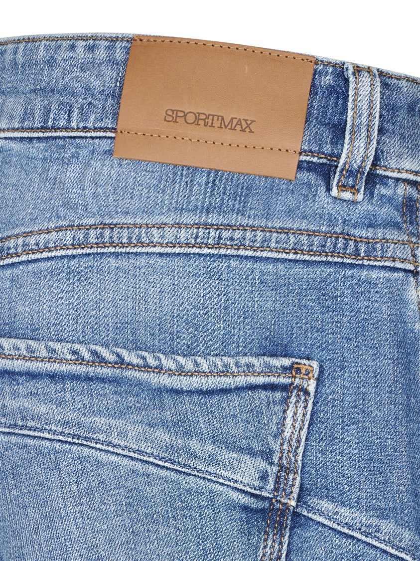 Sportmax Cropped Wide-Leg Jeans With Cuffed Hems And Traditional Five-Pocket Design