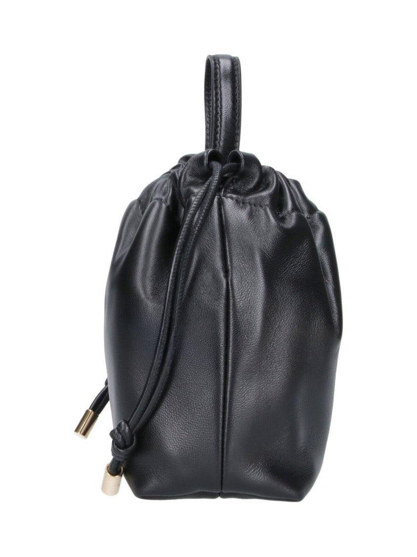Chloé Icons Drawstring Chain Strap Black Nappa Leather Shoulder Bag