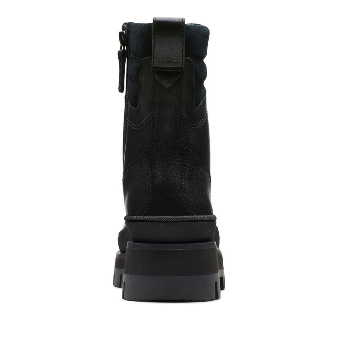 Clarks Black Orianna2 Hike Chic Padded Collar Rugged Sole Leather Ankle Boots