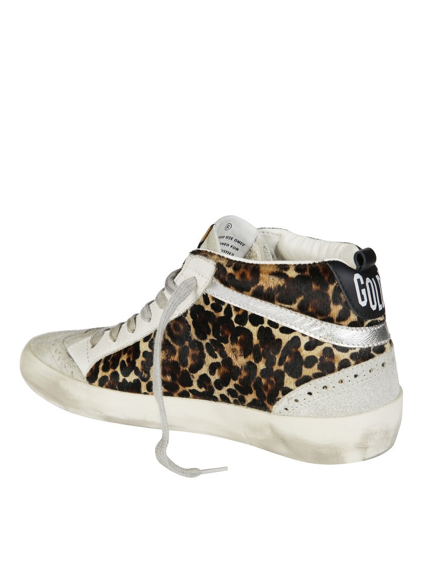 Golden Goose High-Top Sneakers With Bold Leopard Print