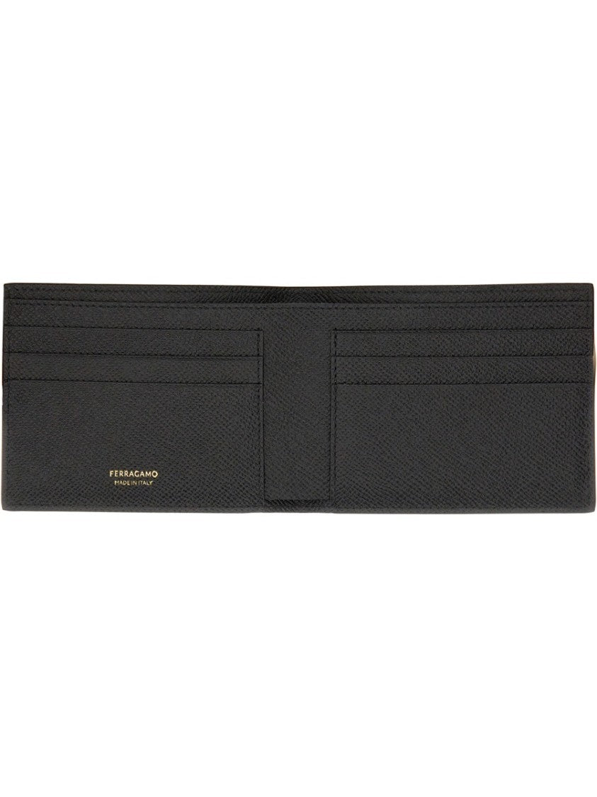 Ferragamo Black Calfskin Gancini Wallet