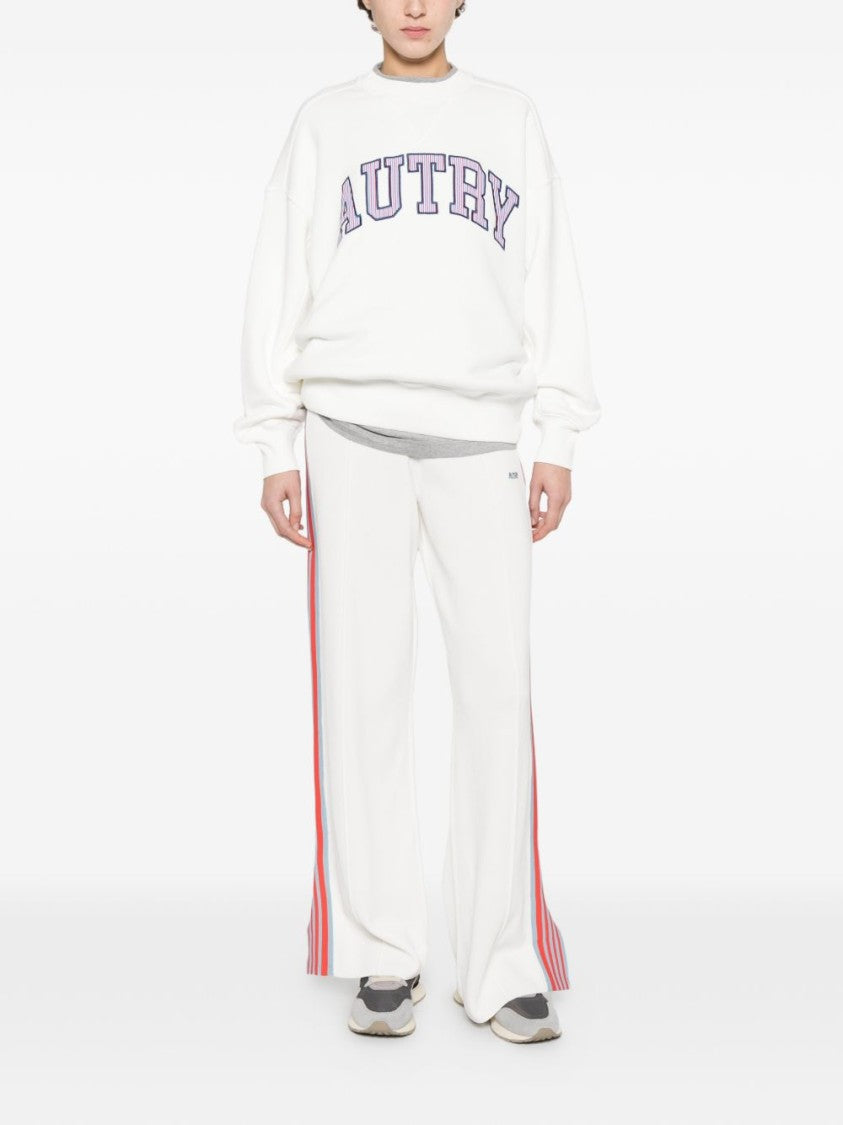 Autry White Stripe Logo Wide-Leg Pants