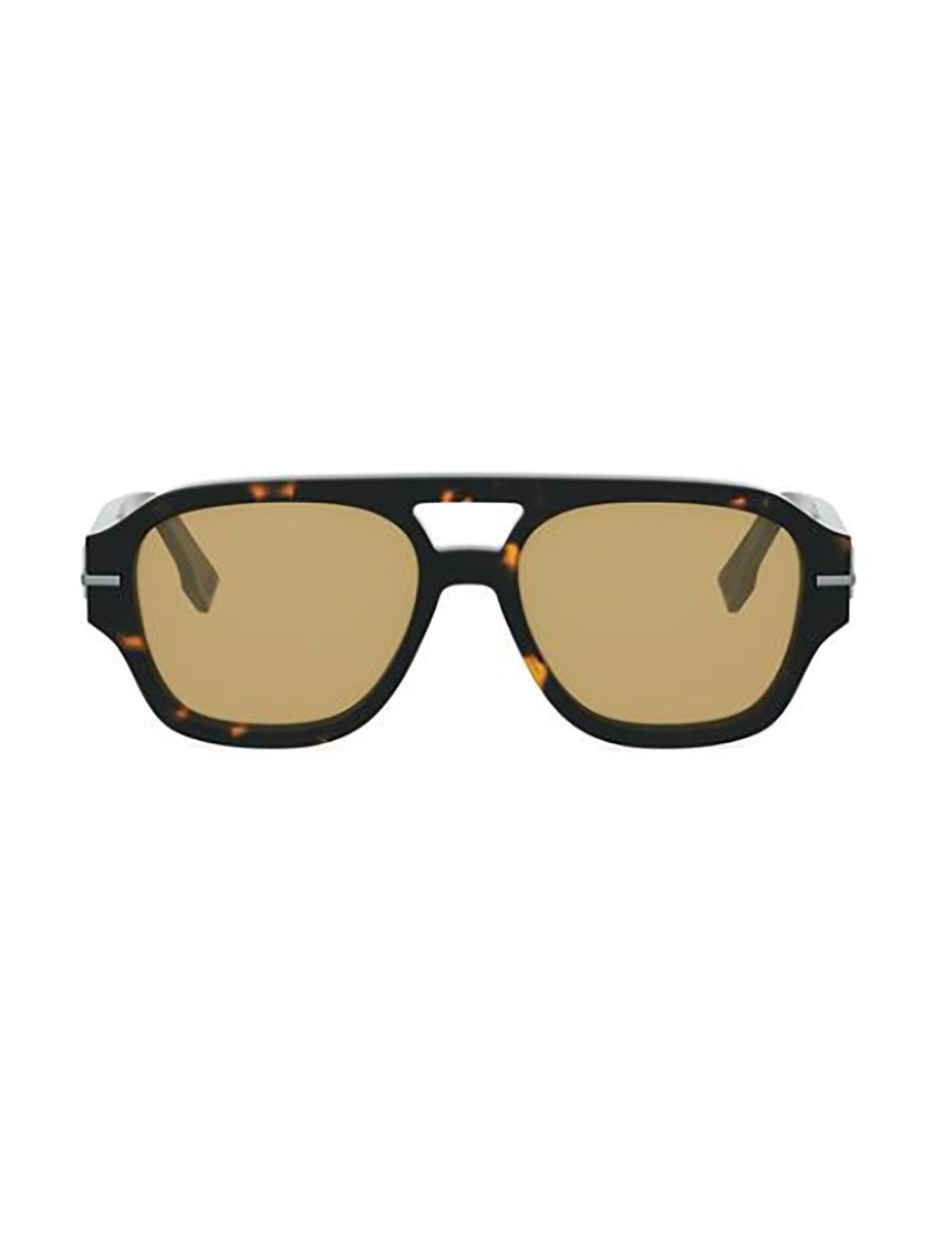 Fendi Rectangular Tortoiseshell Sunglasses With Bold Logo Detail