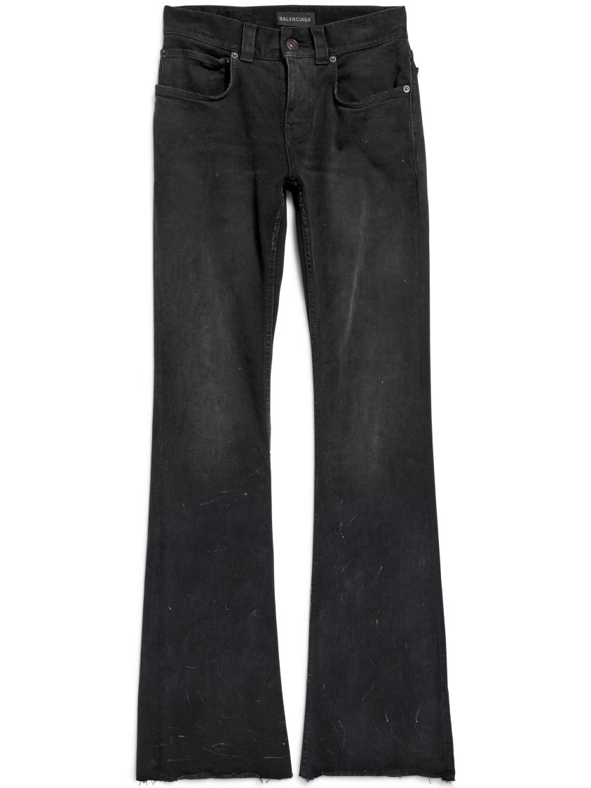 Balenciaga Black Bootcut Distressed Cotton Jeans