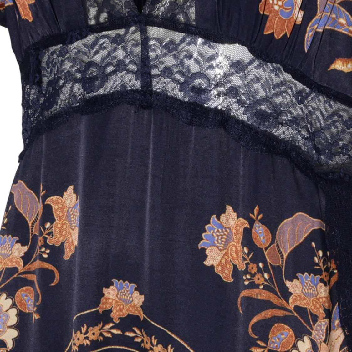 Farm Rio Deep V-Neck Floral Lace Maxi Dress