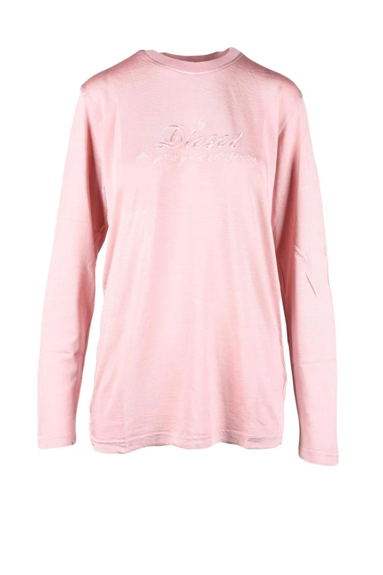 Diesel Pink Embroidered Rayon-Blend T-Shirt