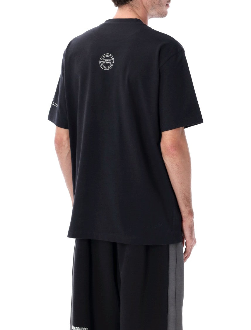 Y-3 X Neighborhood Y-3 Nbhd Oversized Black Cotton Logo T-Shirt