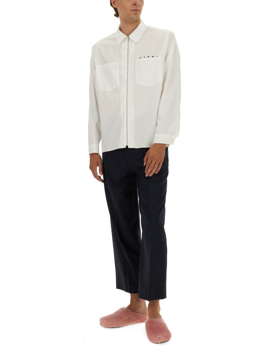 Marni Front-Zipper Shirt With Classic Collar