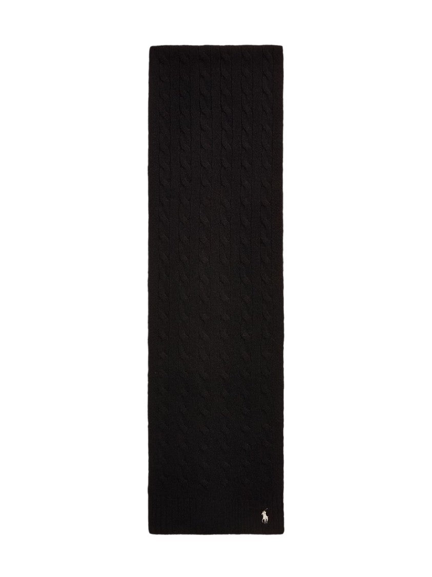 Polo Ralph Lauren Oblong Cable Knit Scarf With Embroidered Detail