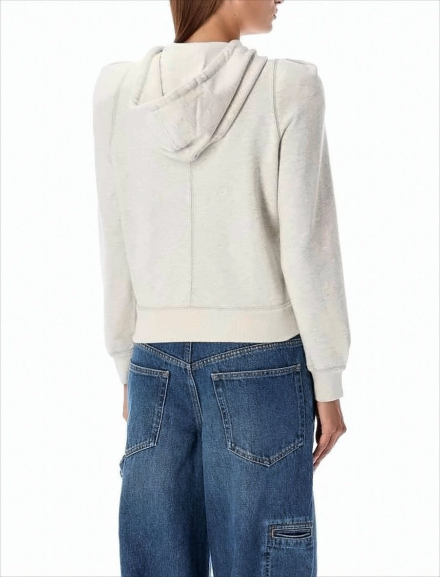 Isabel Marant Cropped Zip-Up Hoodie With Puffed Shoulders And Subtle Logo