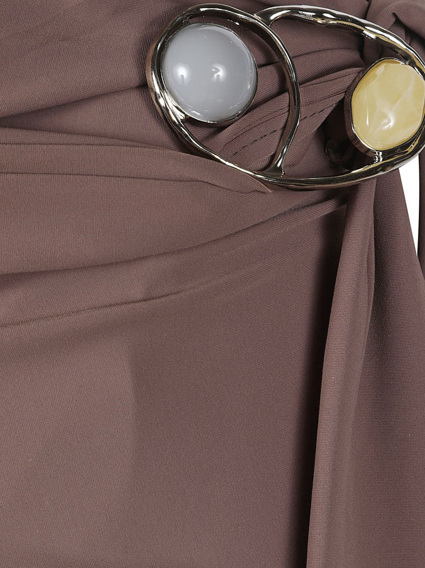 Hamoulet Wrap Design Midi Pareo With Gathered Detail And Decorative Ring