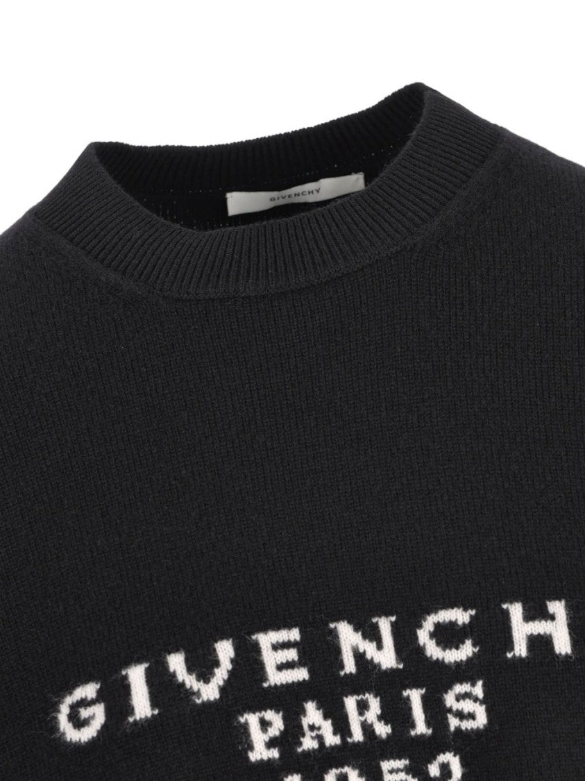 Givenchy Black Silk And Nylon Crew Neck Sweater