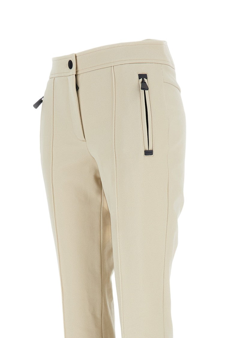 Moncler Grenoble Beige Tailored Cropped Trousers With Shaped Waistband