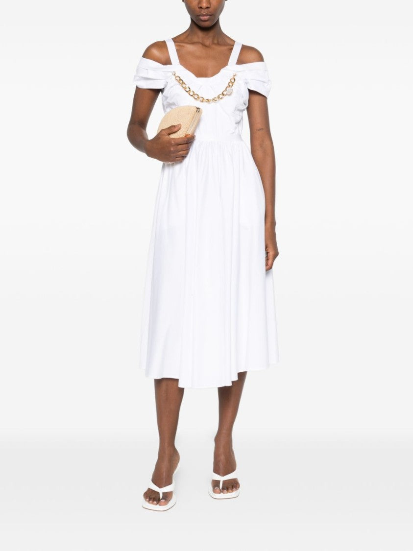 Elisabetta Franchi Off-Shoulder Midi Dress With Flared Skirt