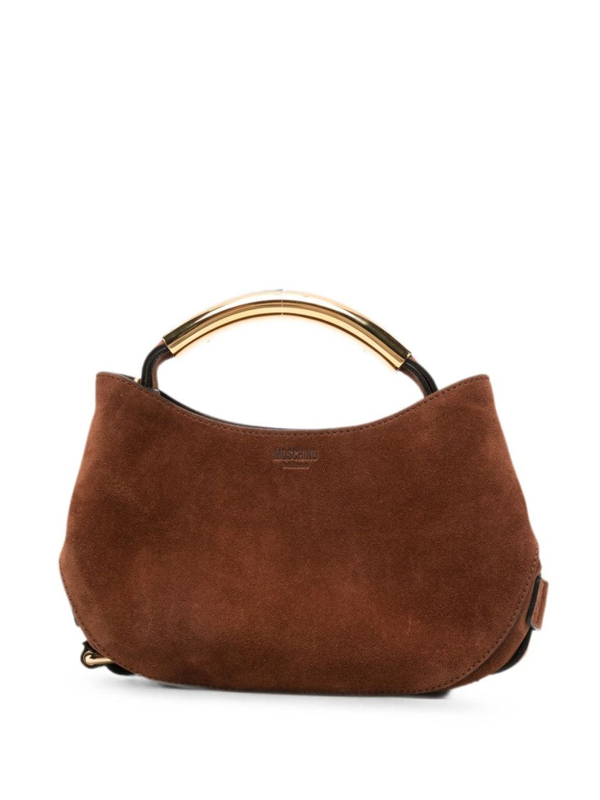 Moschino Curved Suede Handbag - Brown