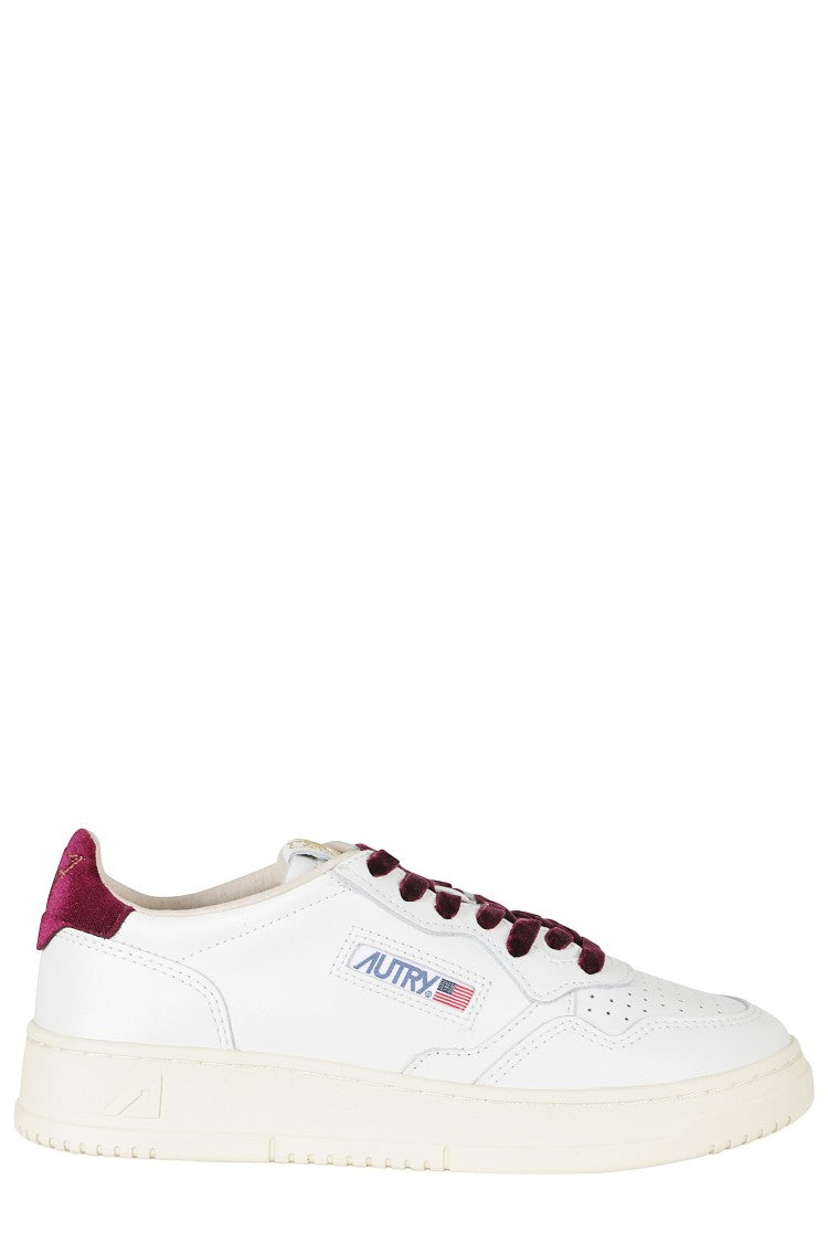 Autry White Red Velvet Accents Medalist Low Leather Sneakers