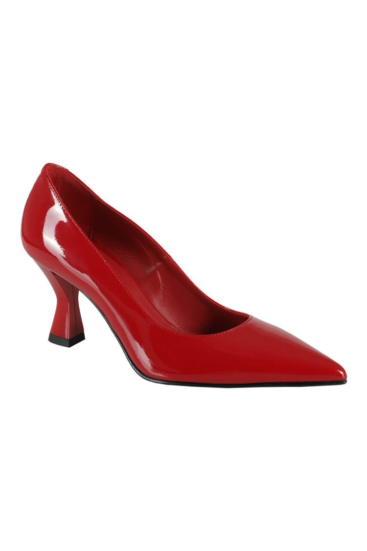 Giampaolo Viozzi Glossy Red Pointed-Toe Pumps With Pyramid Heel