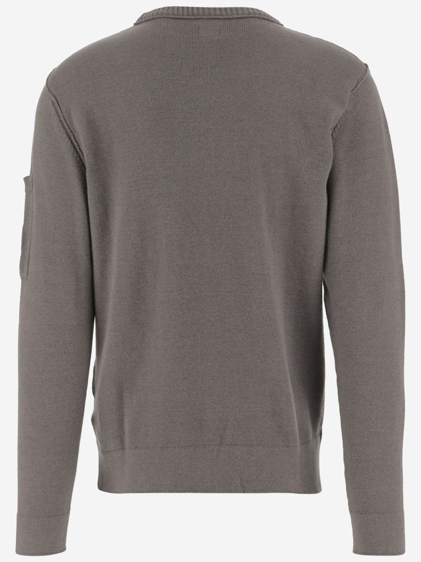 C.P. Company Cotton Blend Sweater With Ribbed Neck And Logo Detail