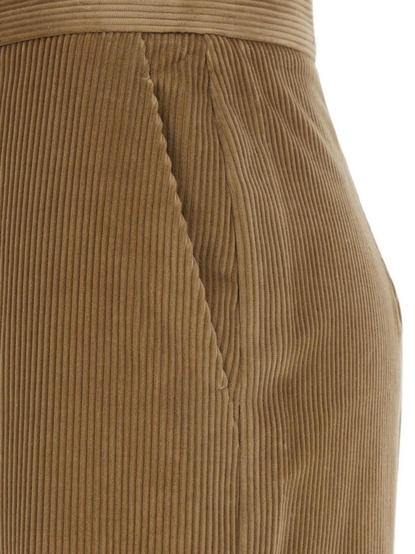 Max Mara High-Waisted Wide-Leg Trousers In Beige Corduroy