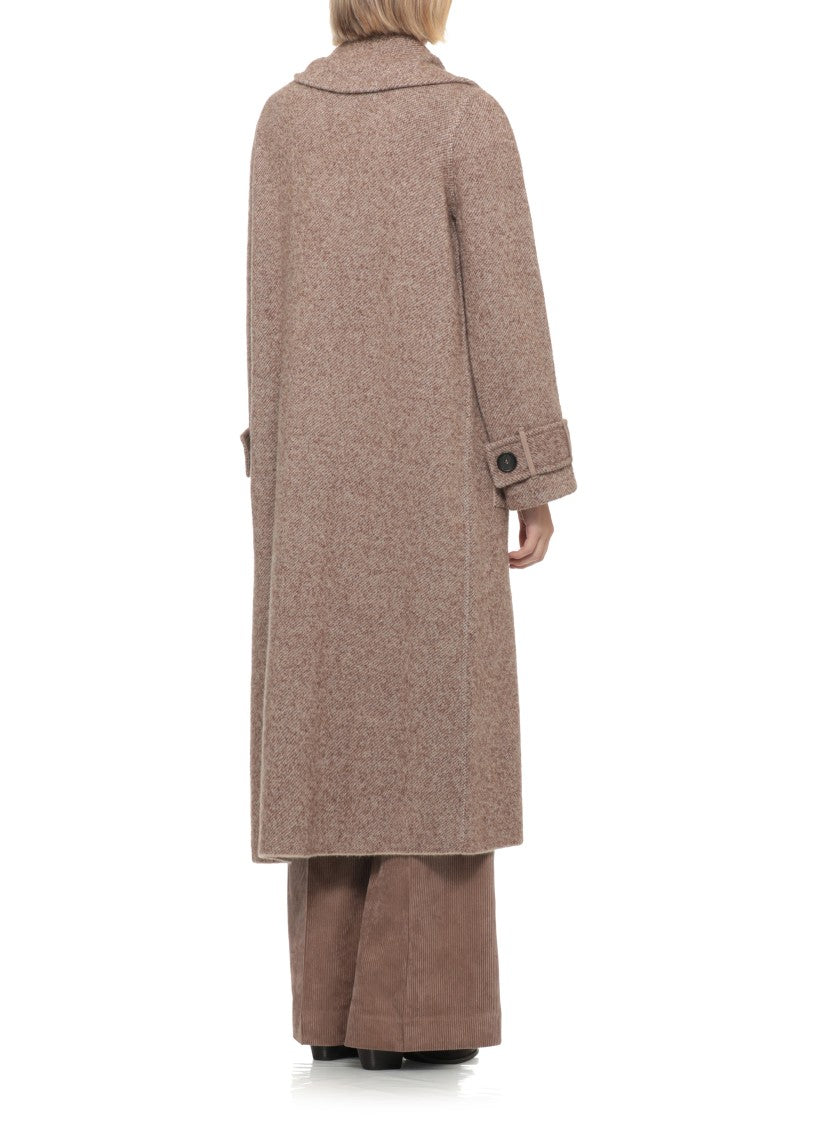 D. Exterior Brown Wool-Blend Coat