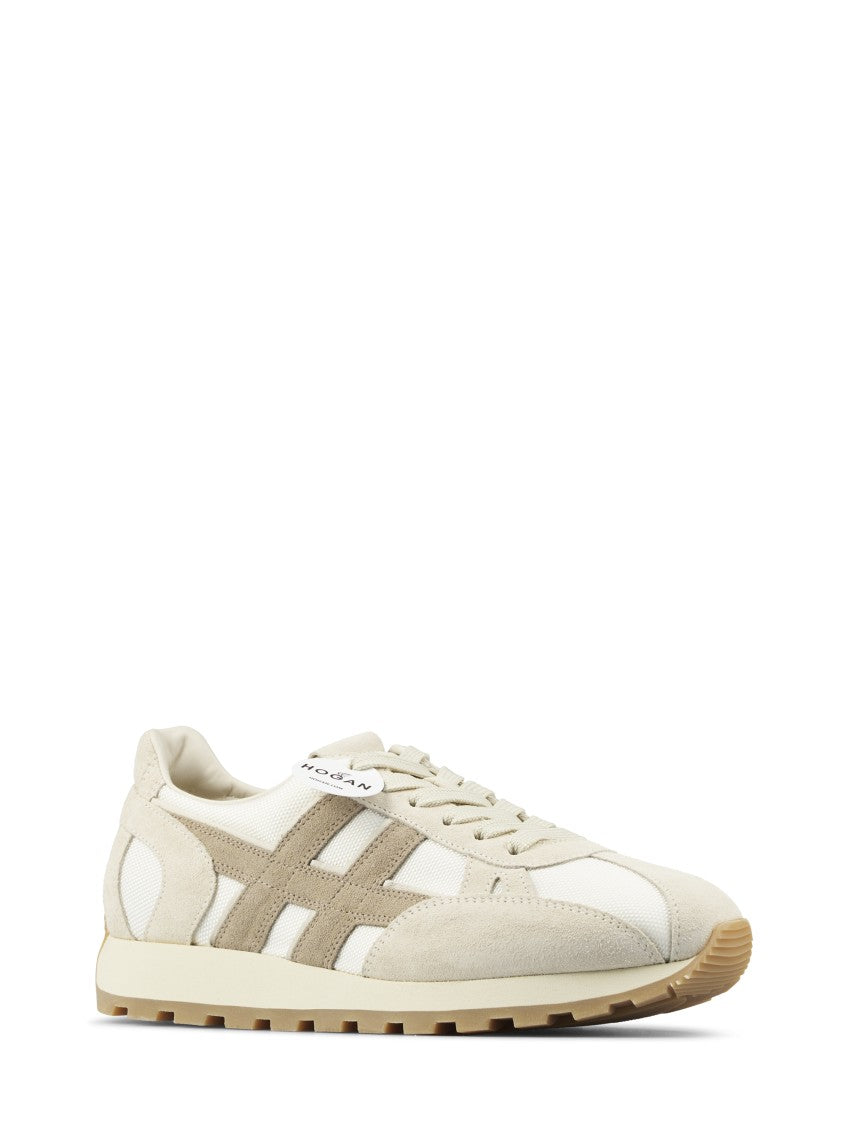 Hogan Elevated Neutral Sneakers With Textured Detailing