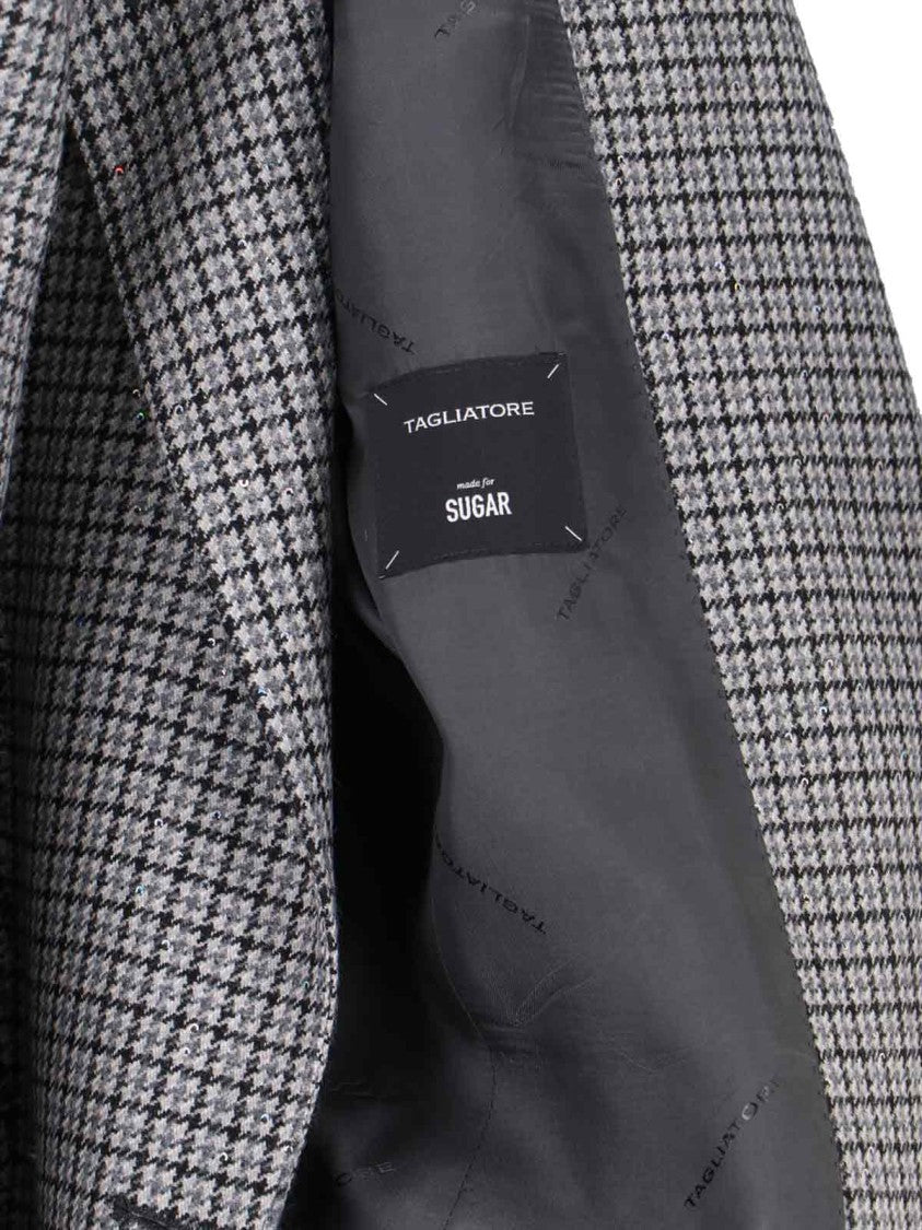 Tagliatore Tailored Grey Stripe Blazer With Classic Lapel