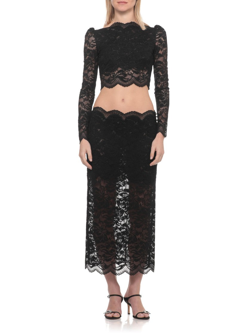 Rabanne Black Wide Neck Lace Sweater