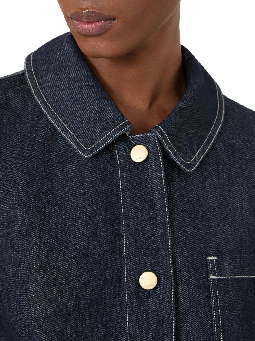 Max Mara Dark Denim Shirt With Contrast Stitching