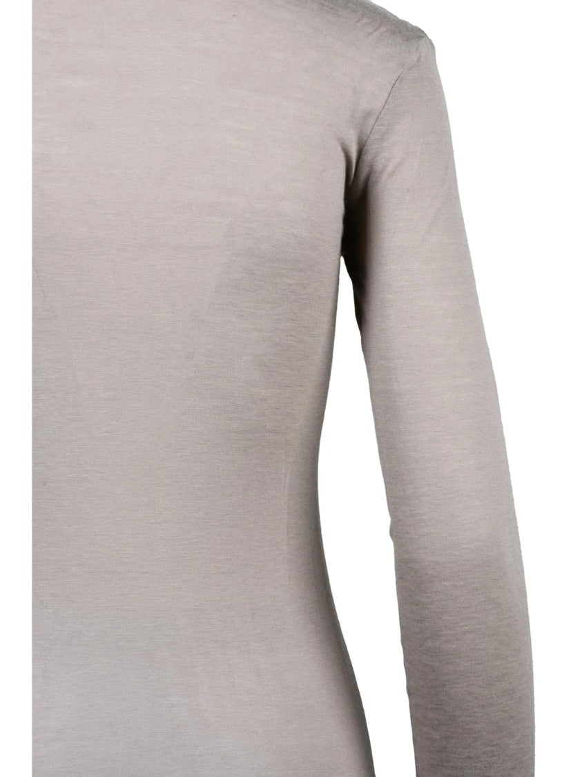 Alysi Taupe Viscose-Wool Brushed Knit Top