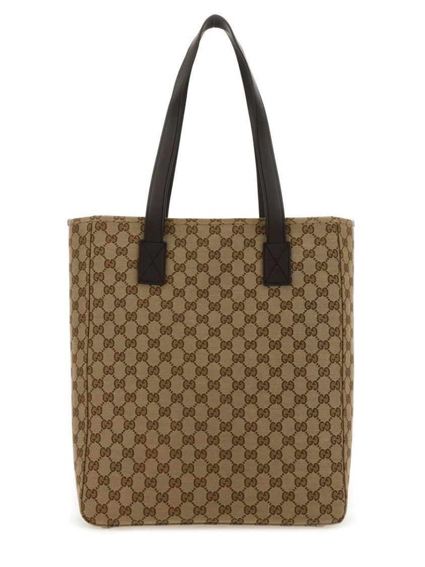 Gucci Medium Monogram Fabric Shopping Bag With Structured Silhouette