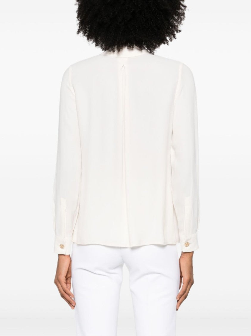 Elisabetta Franchi White Viscose Shirt With Pleated Design