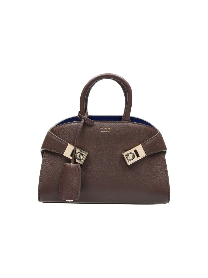 Ferragamo Brown Hug Xs Calf Leather Structured Handbag