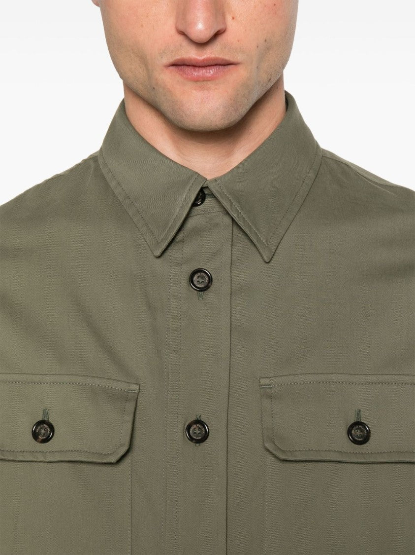 Paolo Pecora Brushed Finish Gabardine Shirt With Modern Details
