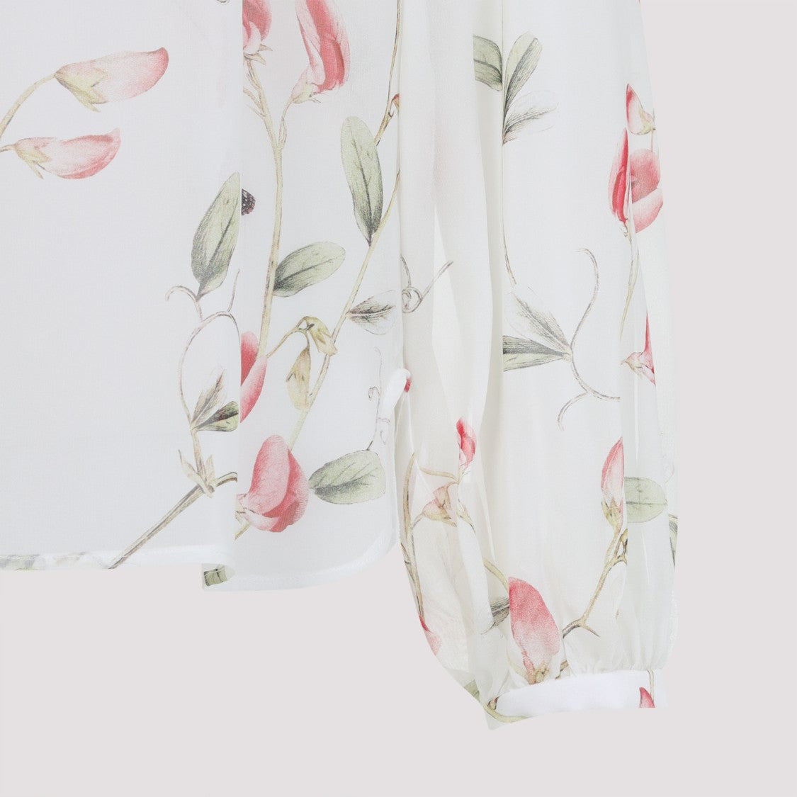 Giambattista Valli Sheer Floral Print Silk Shirt