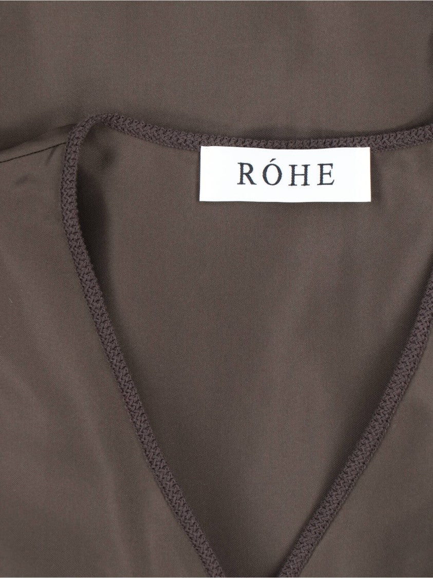 Róhe Silk Maxi Dress With V-Neck And Front Closure