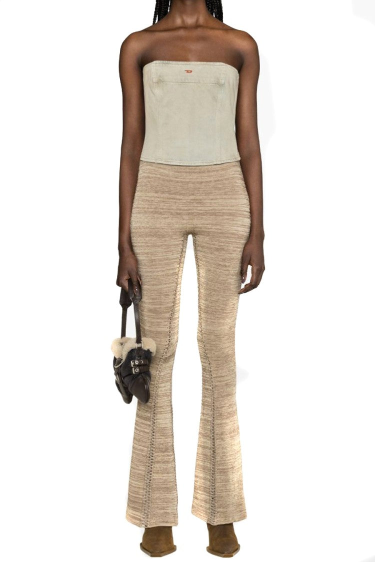 Diesel Denim Strapless Top With Design And High-Quality Cotton Fabric