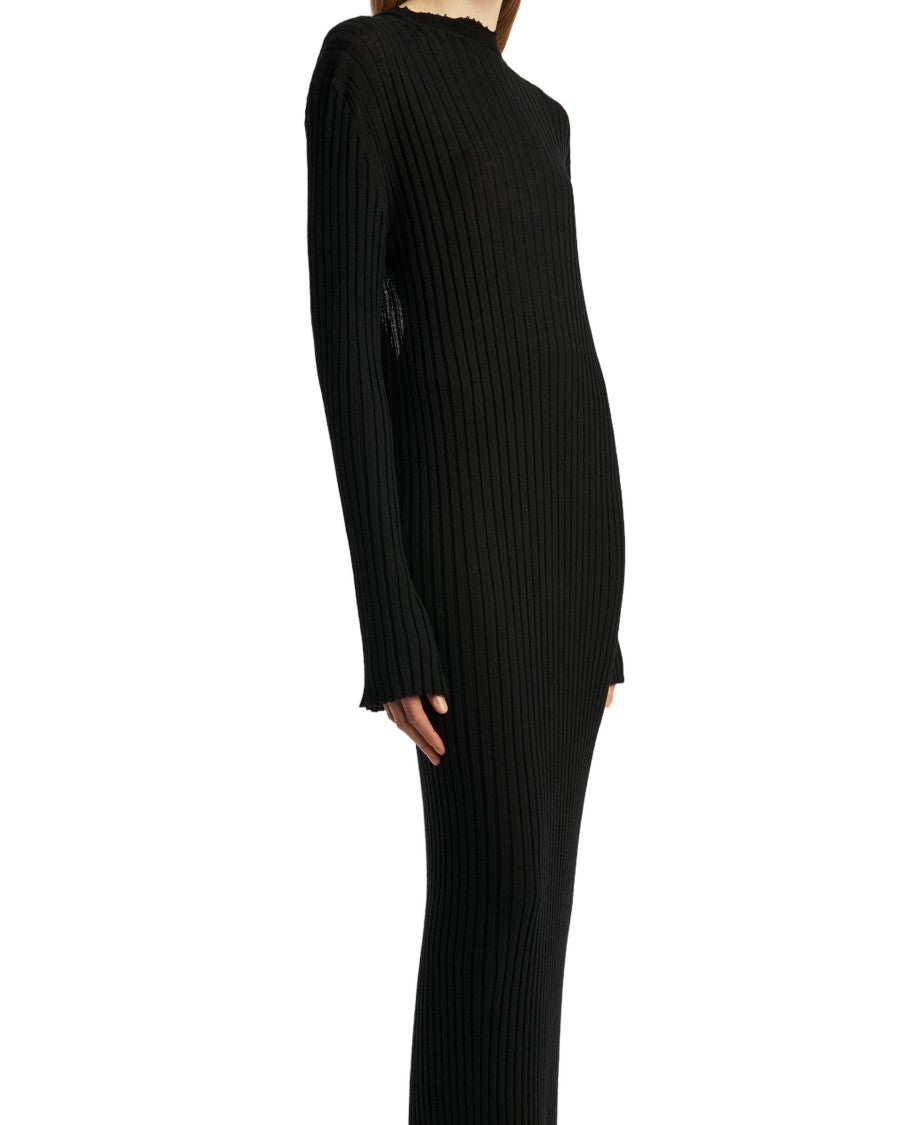 Khaite Ribbed Knit Midi Dress With Scalloped Edges