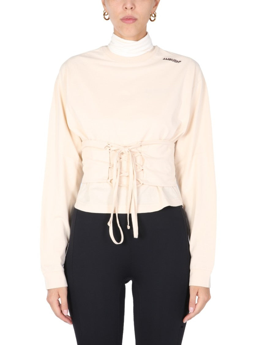 Ambush Long-Sleeved T-Shirt With Corset Belt Detail