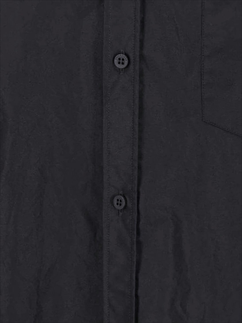 Balenciaga Short-Sleeved Black Cotton Shirt With Boxy Silhouette