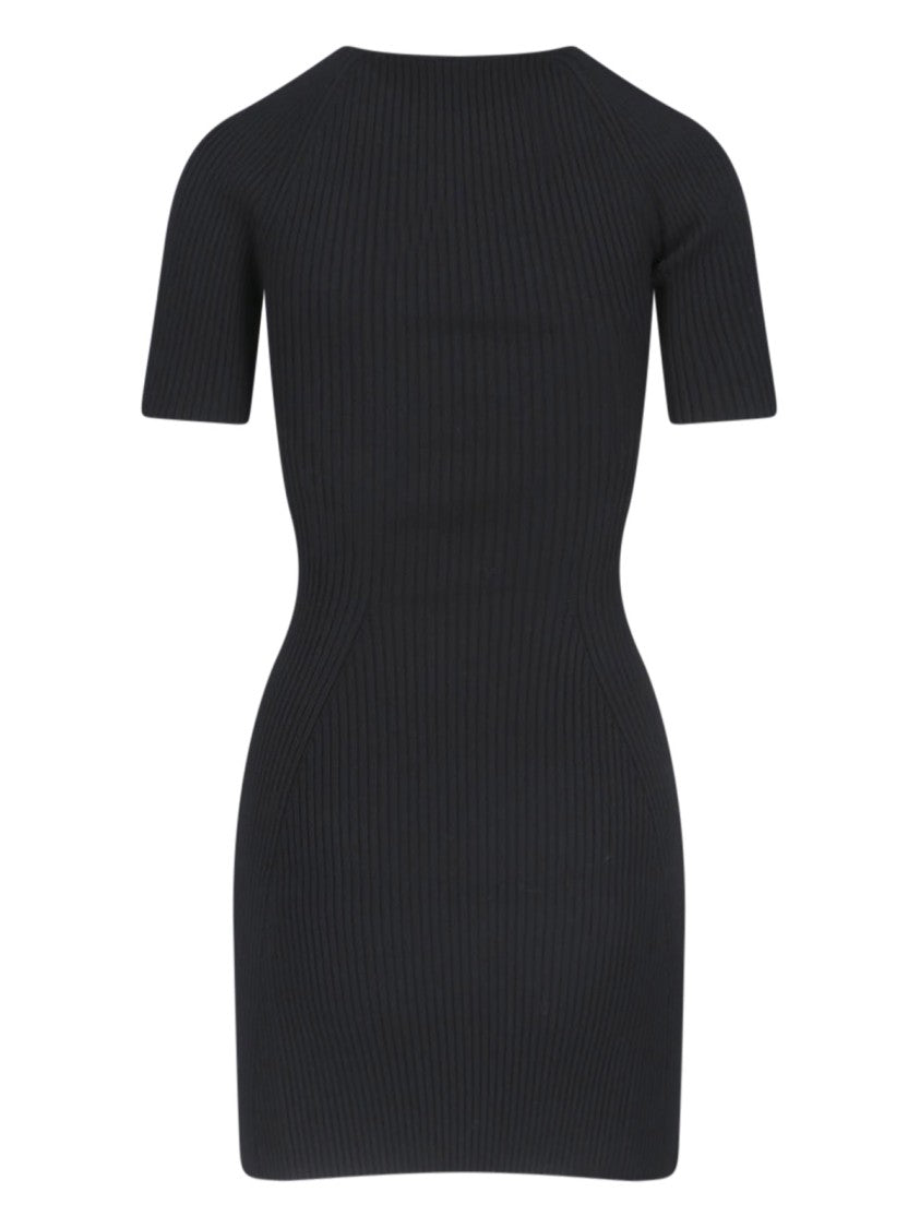 Courrèges Slash Mini Dress In Black Fabric Ribbed Knit