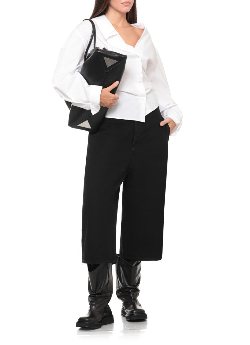 The Attico Black Rhinestone Trim Straight-Leg Jeans
