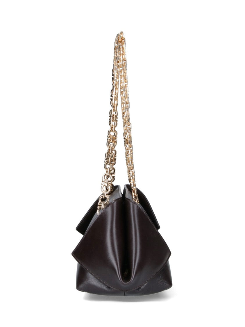 Ferragamo Structured Brown Handbag With Design