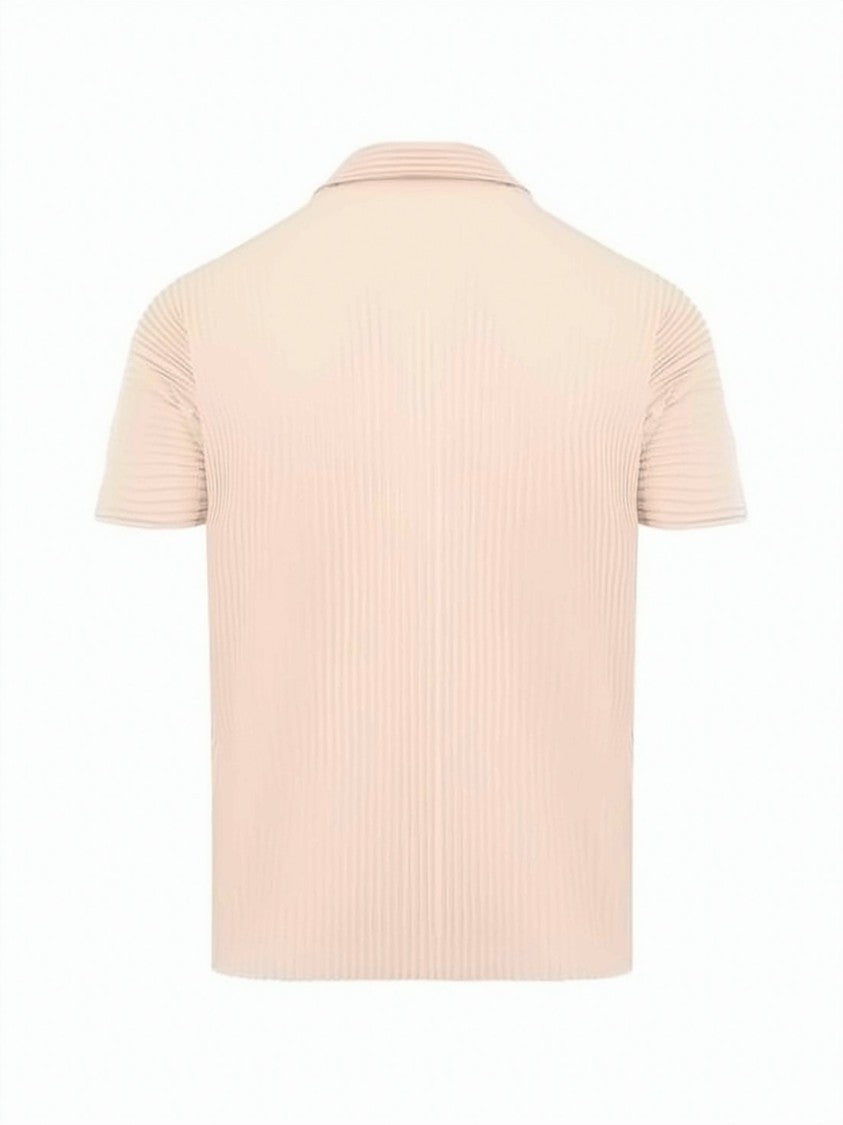 Homme Plissé Issey Miyake Short-Sleeve Pleated Top With Soft Collar And Relaxed Fit