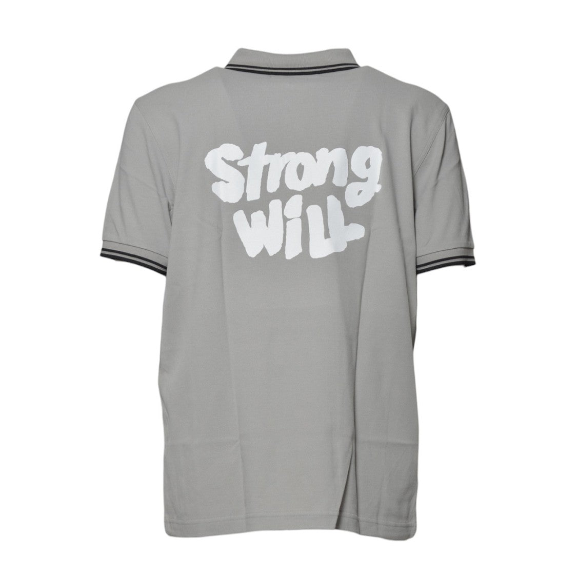 Comme Des Garçons Striped Grey Cotton Knit Polo Shirt