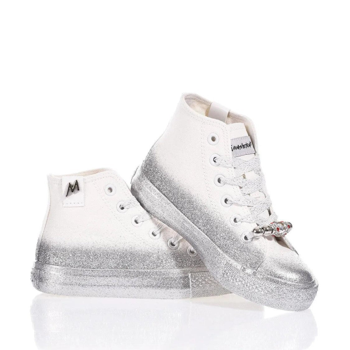 Mimanera High-Top Sneakers With Silver Glitter Gradient