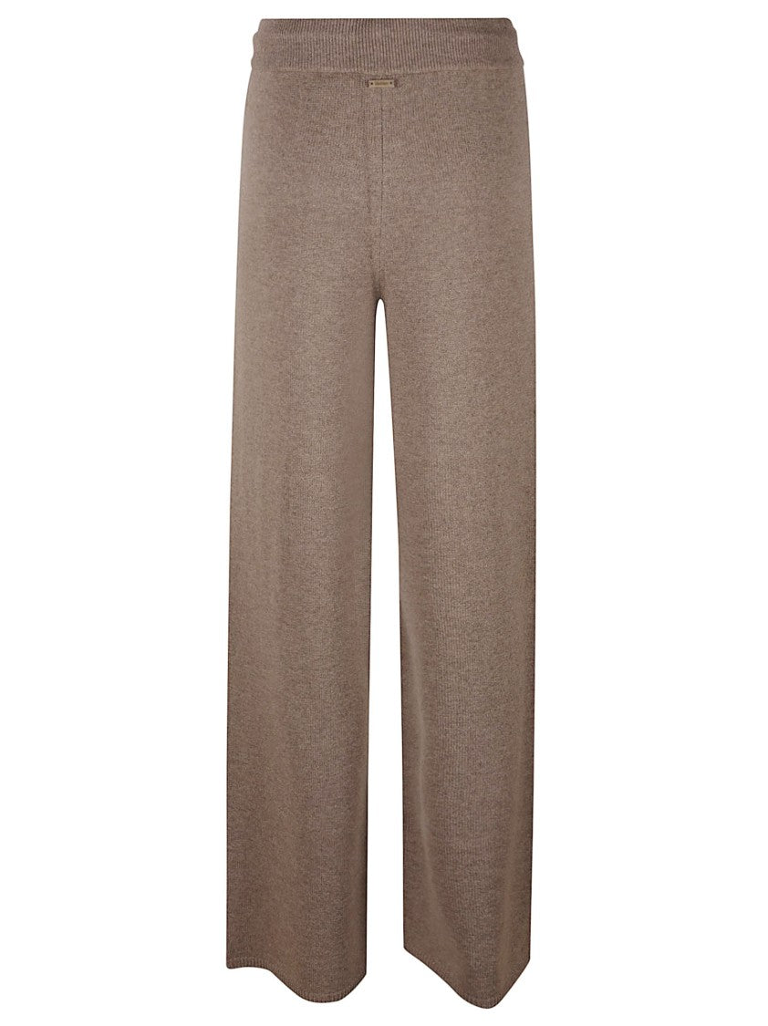 Max Mara Wide-Leg Knit Pants With Ribbed Elastic Waistband And Drawstring