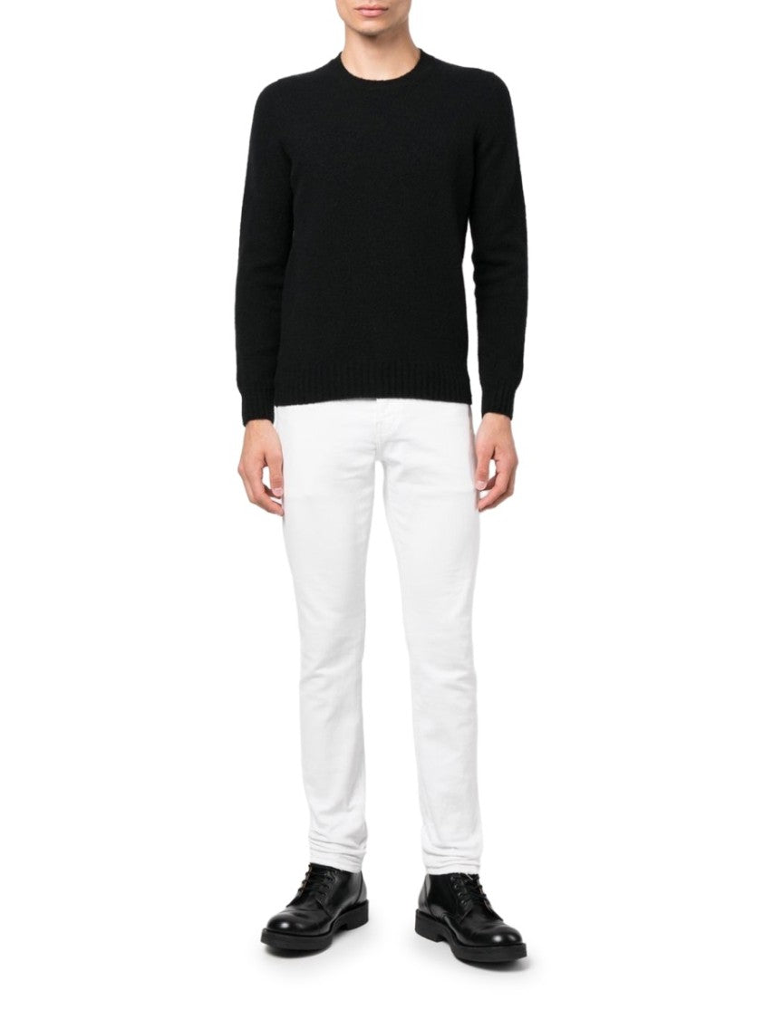 Drumohr Black Crewneck Textured Knit Sweater