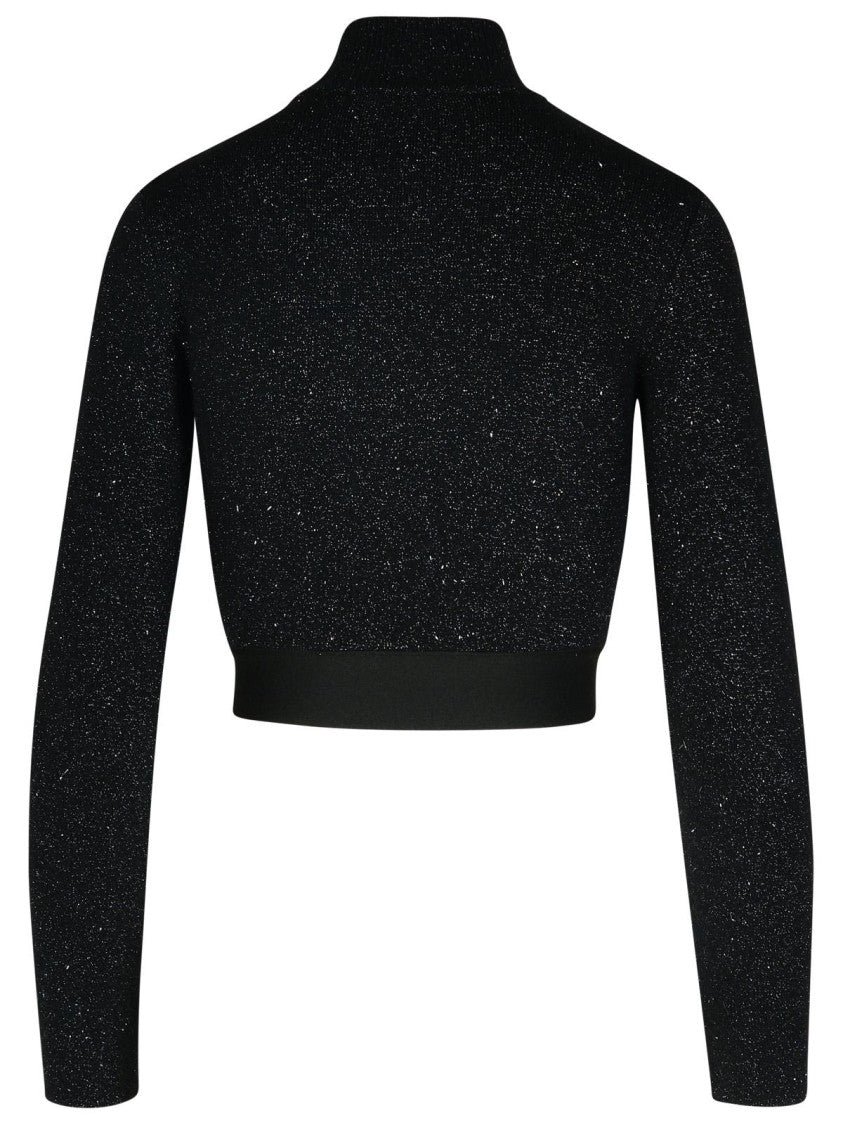 Palm Angels Crop Top In Black Viscose Blend