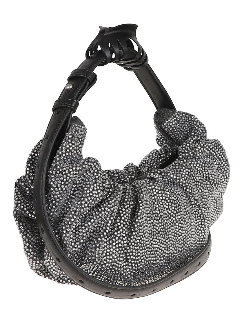 Diesel Ruched Textured Shoulder Bag With Leather Accents