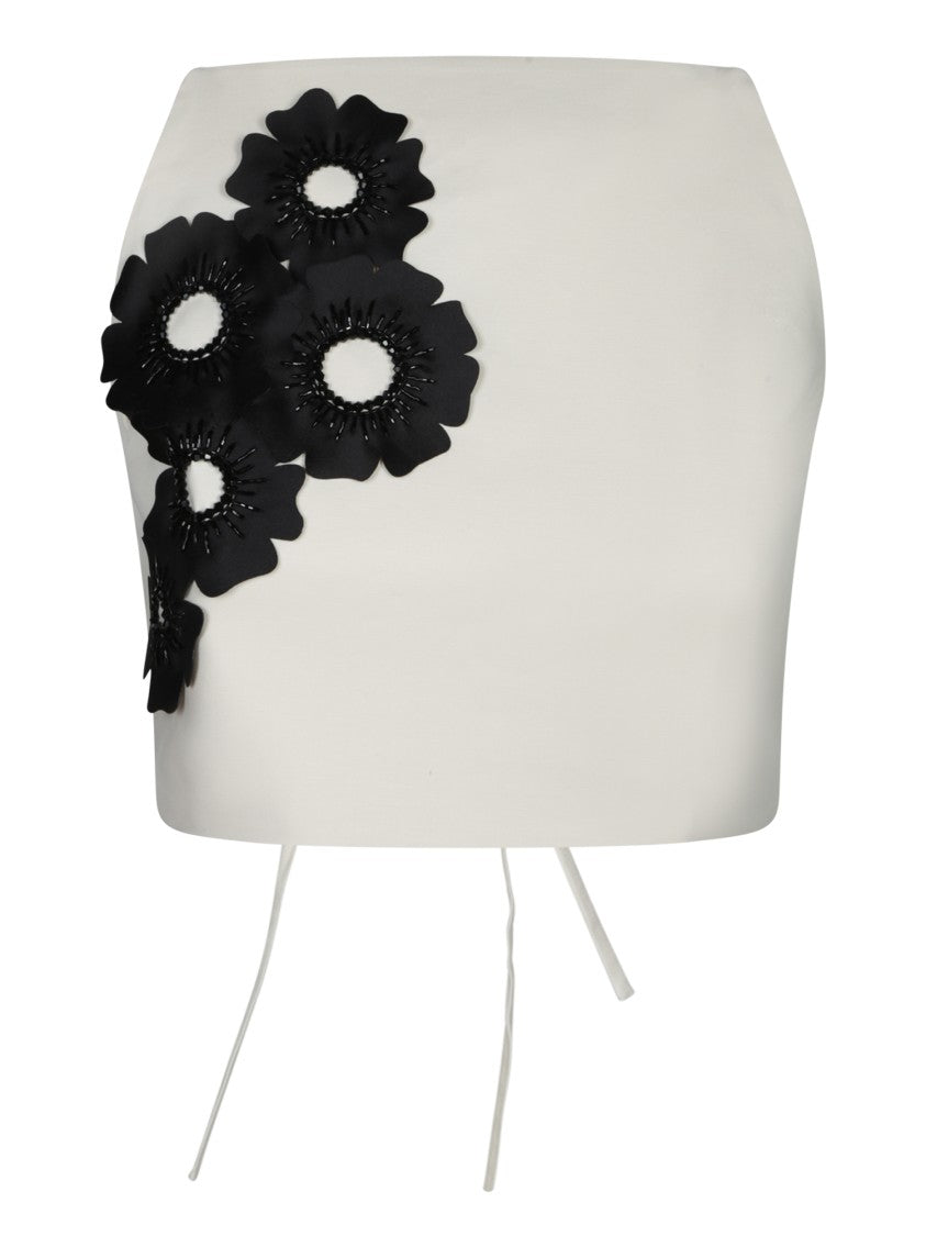 Msgm Sleeveless Top With Black Floral Embellishments